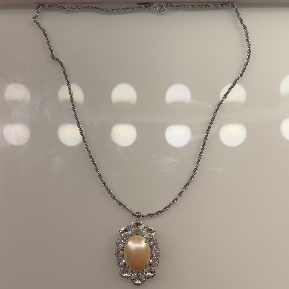 Vintage Ann Taylor Silver Necklace with Pearl Pendant